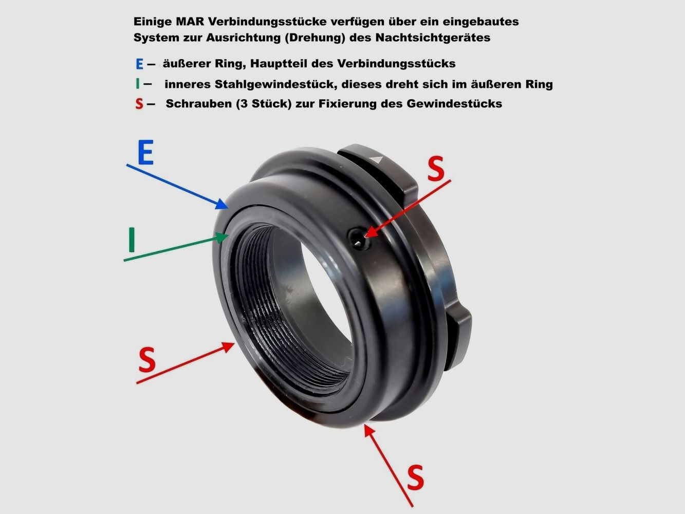 Rusan MAR Connector MCR Verbindungsstück Gewinde M33,5x0,75 f. Burris C35, JSA TA, Steiner C35