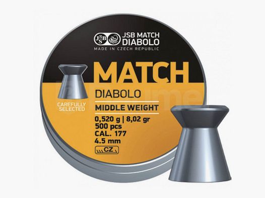 BOX OF 500 JSB DIABOLO YELLOW MATCH MIDDLE WEIGHT CAL. 4.5