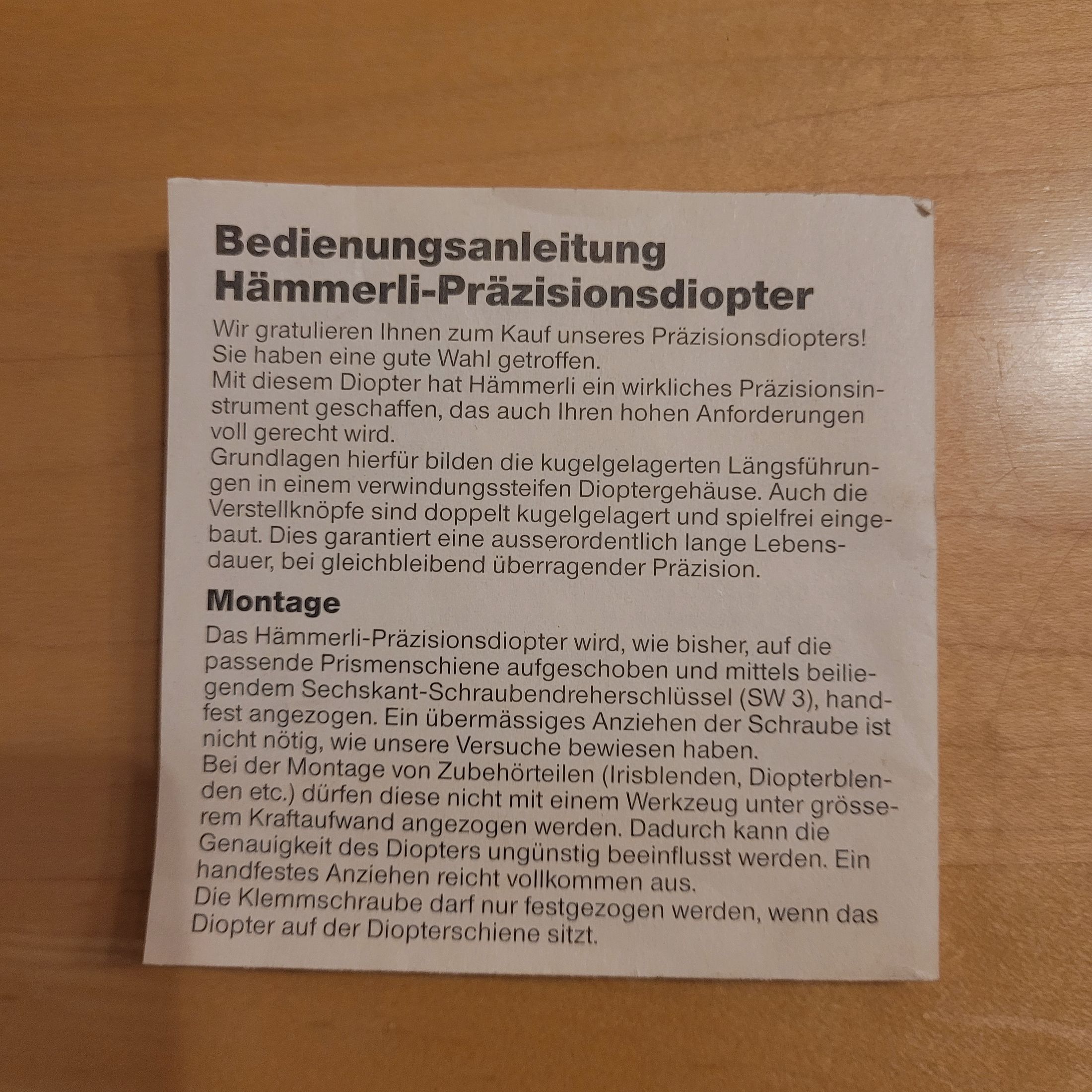 Diopter - Hämmerli Präzisionsdiopter