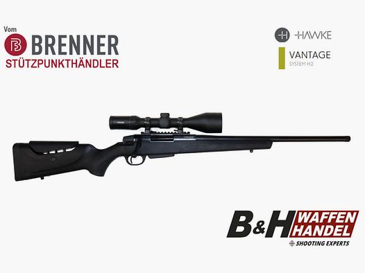 Pacchetto completo Brenner: Brenner BR-20 Polymer con telescopio Hawke Vantage 3-12x56