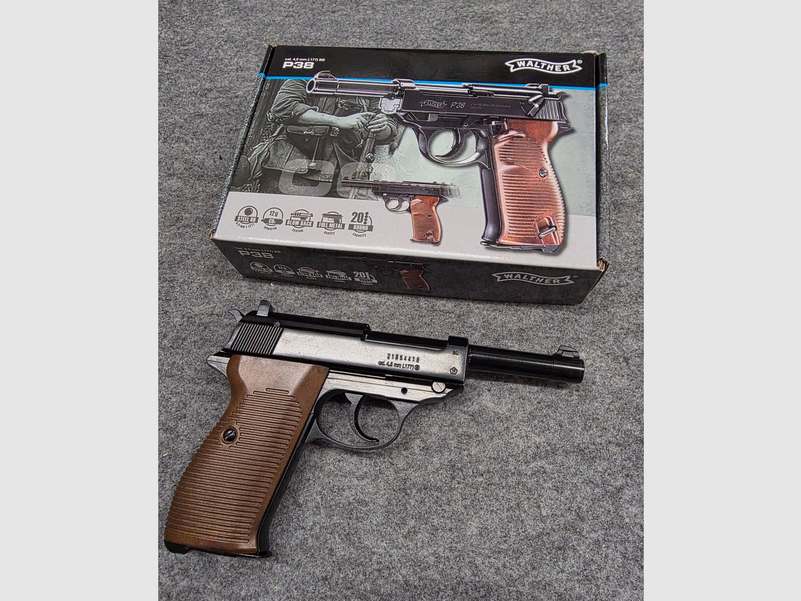  Walther P38 CO2-pistool  Kal. 4,5 mm staal BB