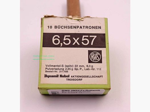 RWS (WZd.Fa.Rottweil) rifle cartridges 6.5x57