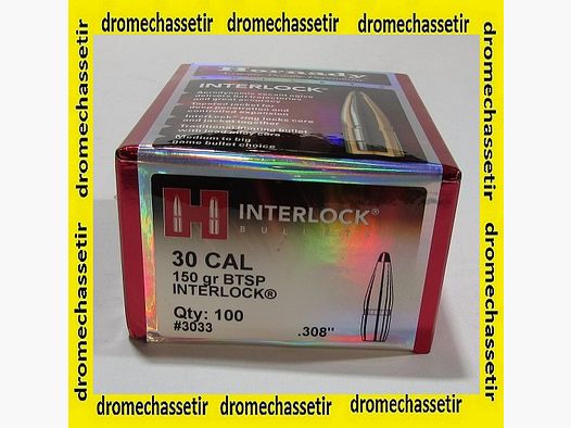 Box 100 Geschosse Hornady Kal. 30 (0.308) Interlock BTSP 150 Grain Ref 3033