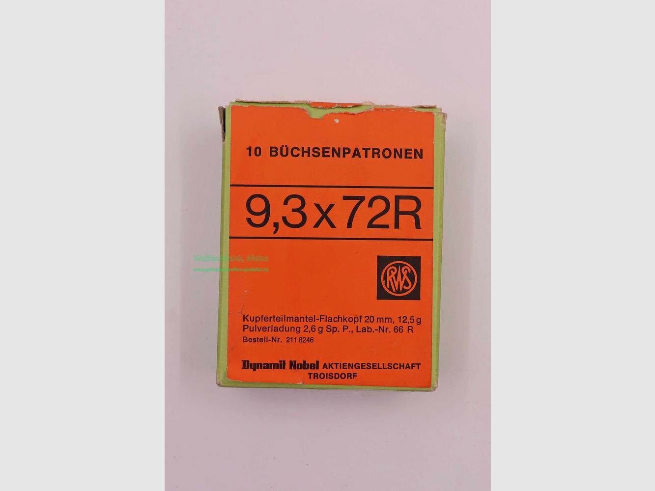 RWS (WZd.Fa.Rottweil) Büchsenpatronen 9,3x72R