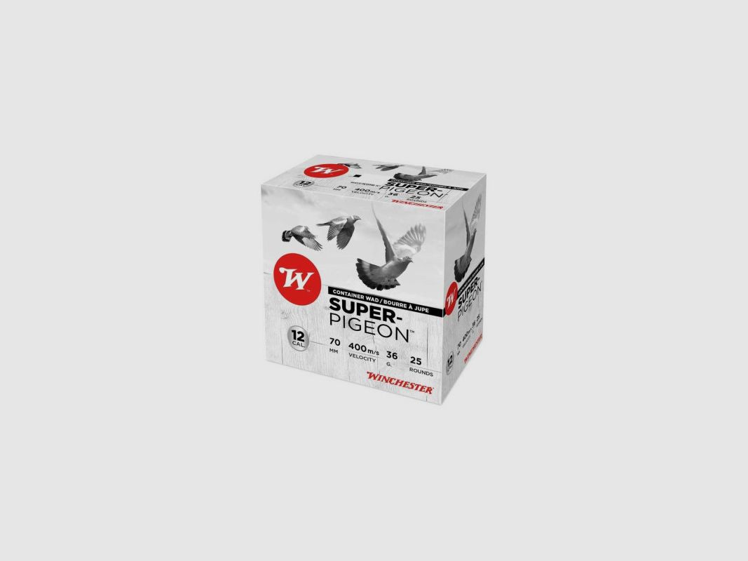 PACK VAN 100 PATRONEN WINCHESTER SUPER PIGEON KALIBER 12 - 36G - BJ - PB 4, afbeelding 1 van 2