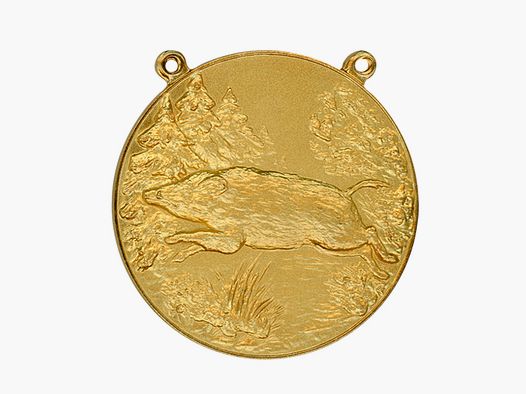Steinhauer&Lück Medaille Wildschwein mit Kette Vergoldet