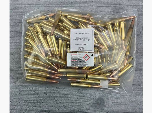 PPU .308 Win. Vollmantel 9,4g 145 gr 100 Stück lose