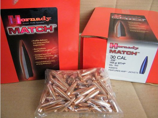 .308/168grs Hornady HPBT Geschosse No.305015 1000 stk