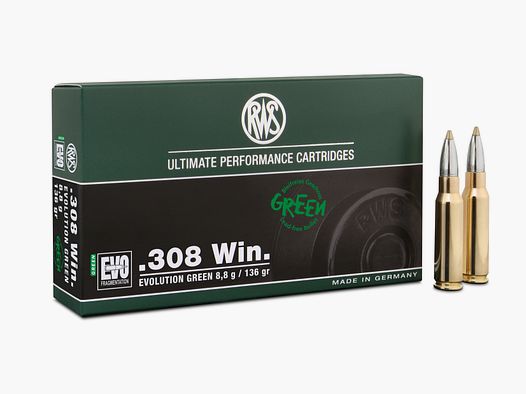 RWS .308 Win Evolution Green 9,0g/139gr Cartucce per fucile senza piombo