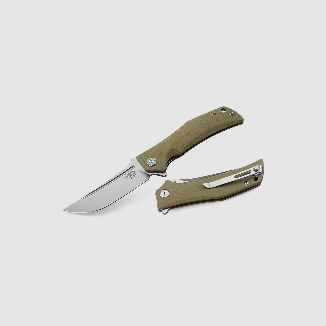 Bestech Scimitar Pocket Knife Beige Stone Wash, image 2 of 2