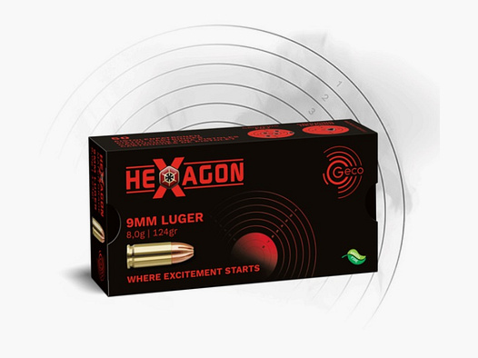 Munition GECO Hexagon 9mm Luger 124grs. 1000 Stück * nur Abholung *