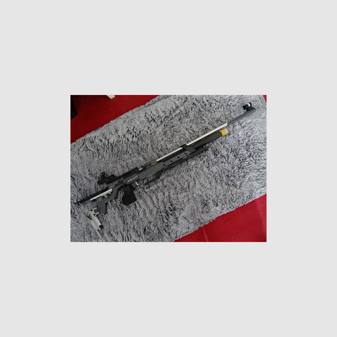 Anschütz 9015 Alu ondersteuning luchtgeweer - kleur irisfilter - stabilisator - origineel accessoire - koffer - 1e hand - weinig gebruikt