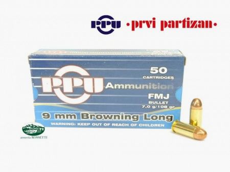 PRVI PARTIZAN Munition Kal. 9mm BR. Long 108gr FMJ