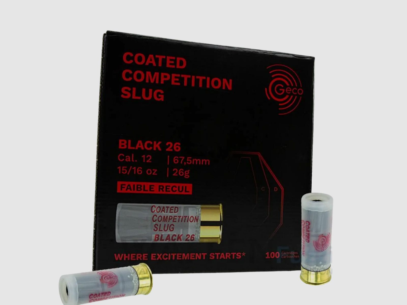 Proyectil de competición recubierto negro 26g 100 disparos calibre 12/67,5