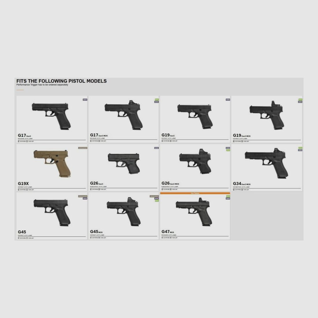 Glock GLOCK Performance-Trigger para GEN-5 Disparador deportivo para pistolas GLOCK de 9 mm Gen5