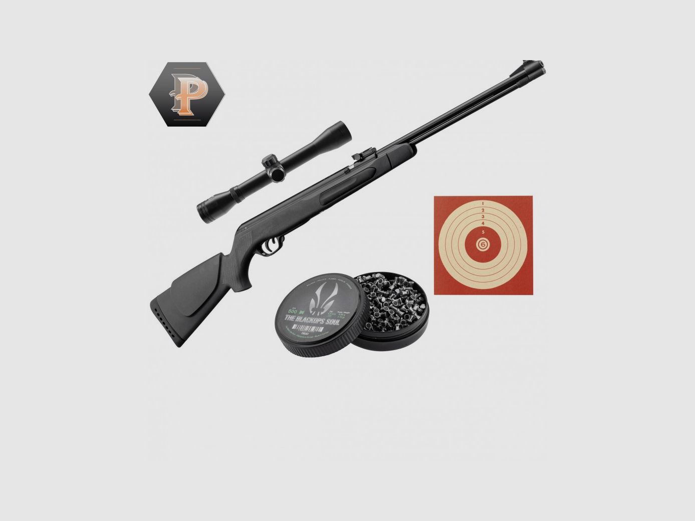 Gamo CFX Luftgewehr Kal. 5,5mm mit festem Lauf + Diabolos + Zielfernrohr + Zielscheiben, Bild 6 von 6