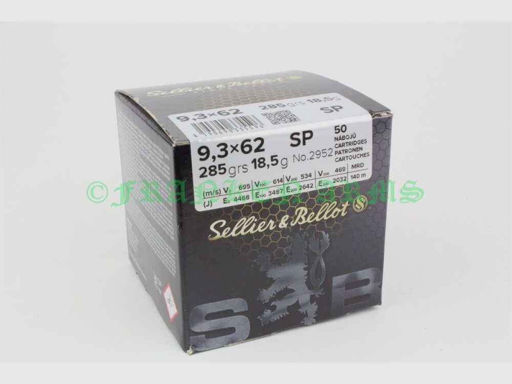 Sellier&Bellot Teilmantel 9,3x62 285gr. 18,5g 50 Stück Staffelpreise