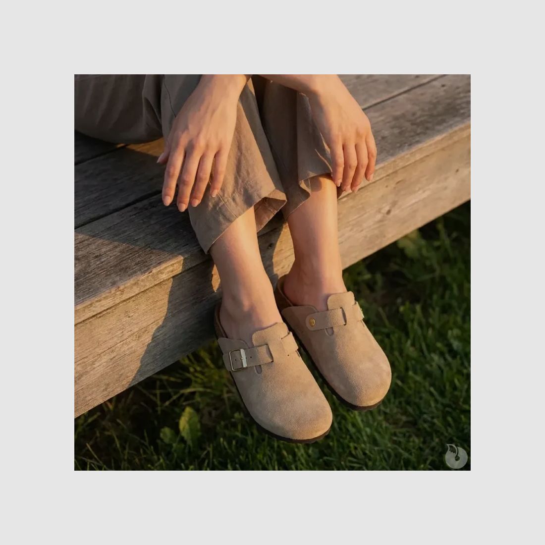 Sabots Ayoka Pob femme en cuir gris clair, image 1 sur 7
