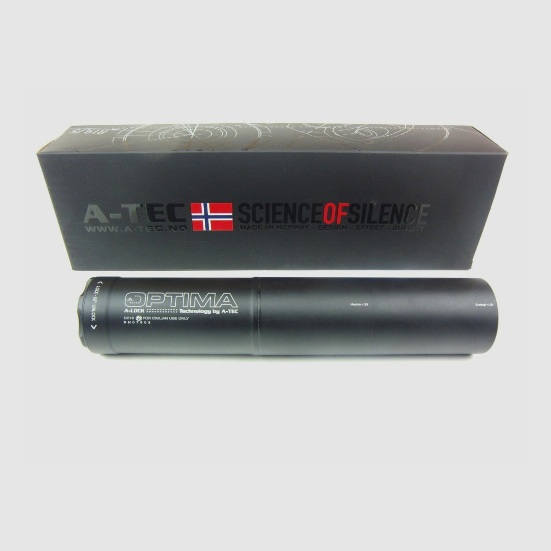 A-Tec	 A-TEC Schalldämpfer Optima 45 mit A-Lock Mini Adapter auf Gewinde
