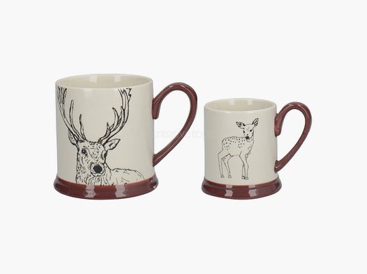 Lovergreen Kunst des Tisches Motiv Set mit Hirsch- und Reh-Becher
