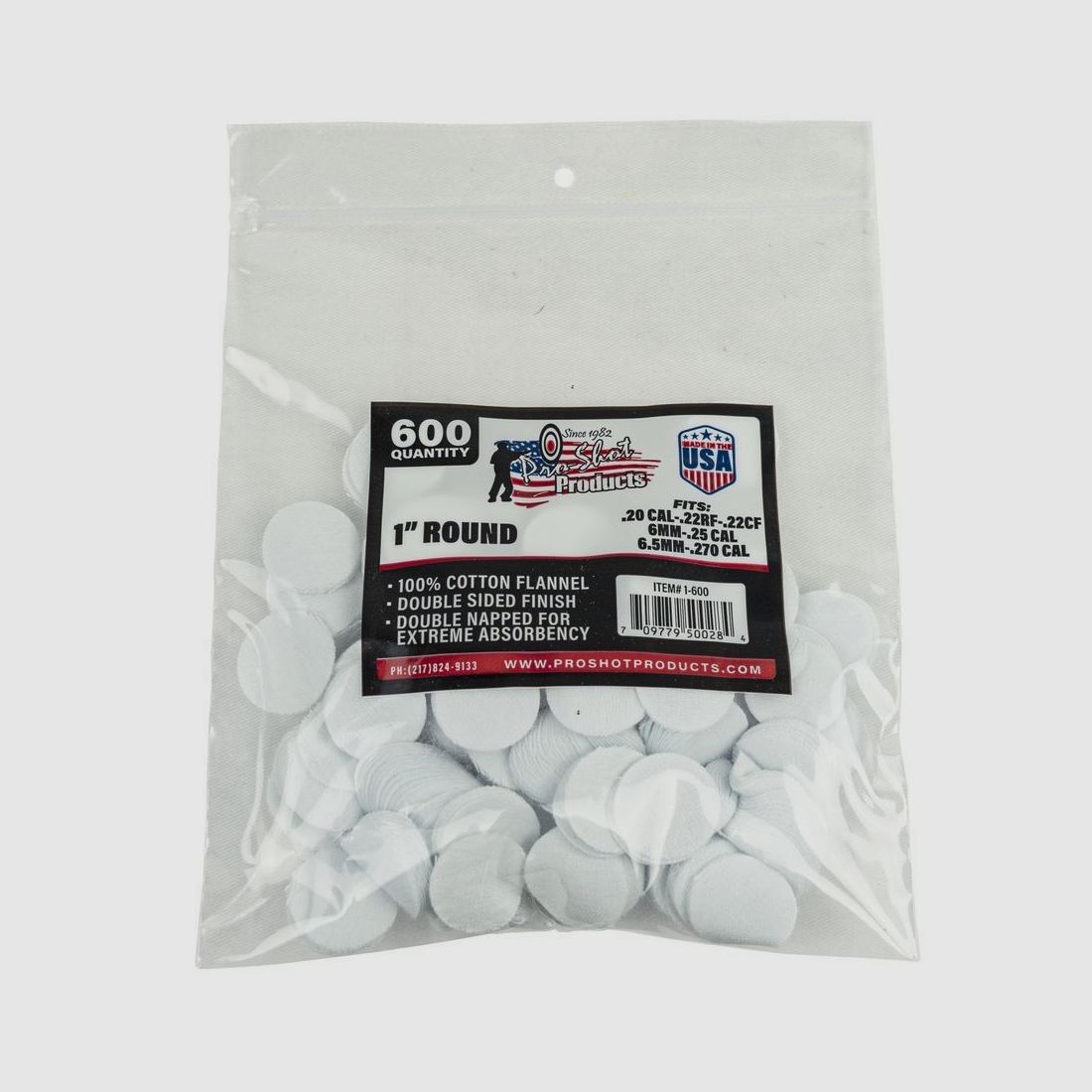 600 Patches 1" Rund .22 bis .270/6,9mm