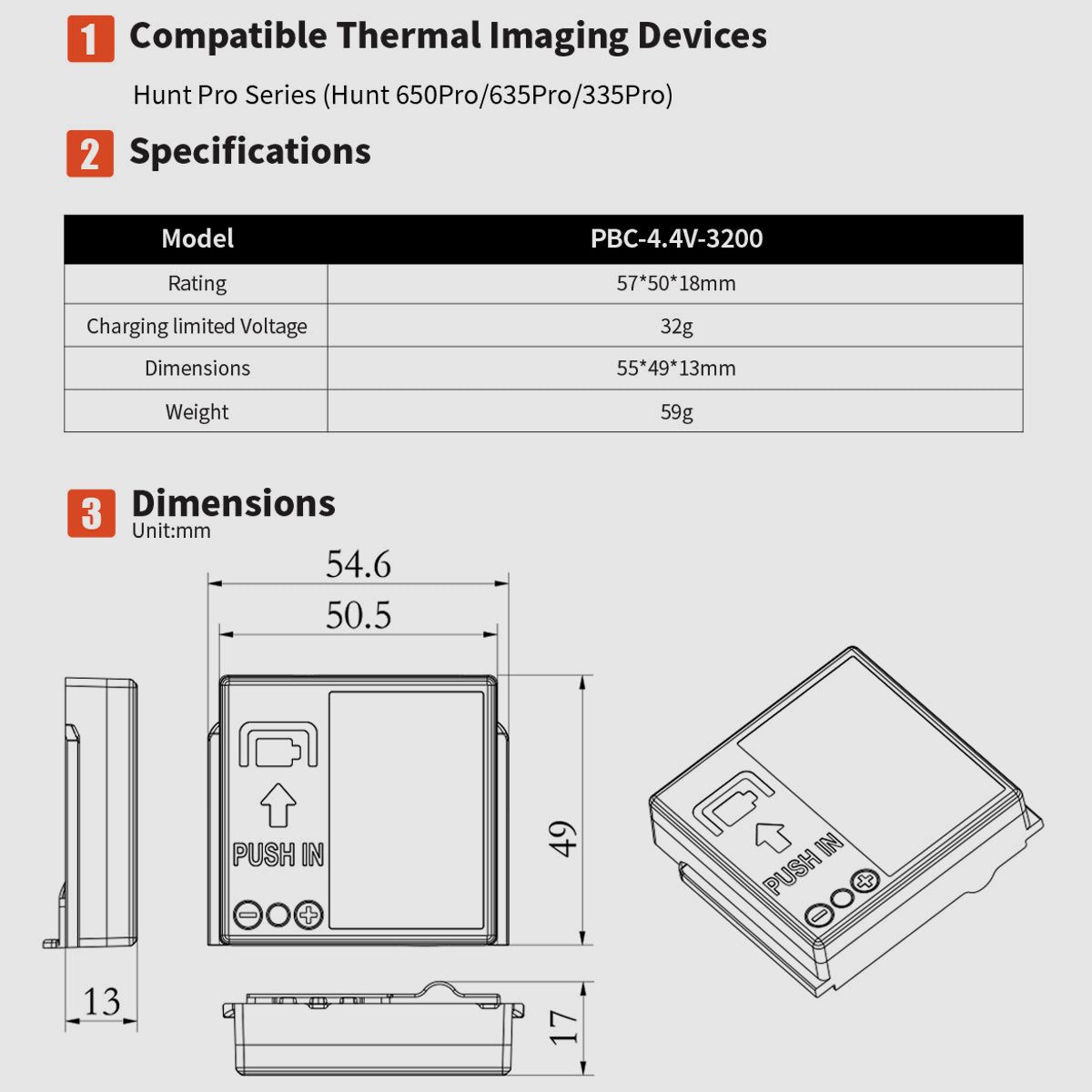Lithium-ion batterijpakket PBC-4.4V-3200 Thermtec, afbeelding 2 van 2