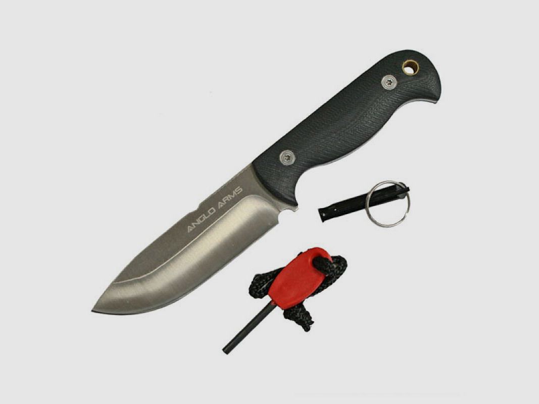 Outdoor-Prepper Jagdmesser G10 mit Pfeife und Feuerstein