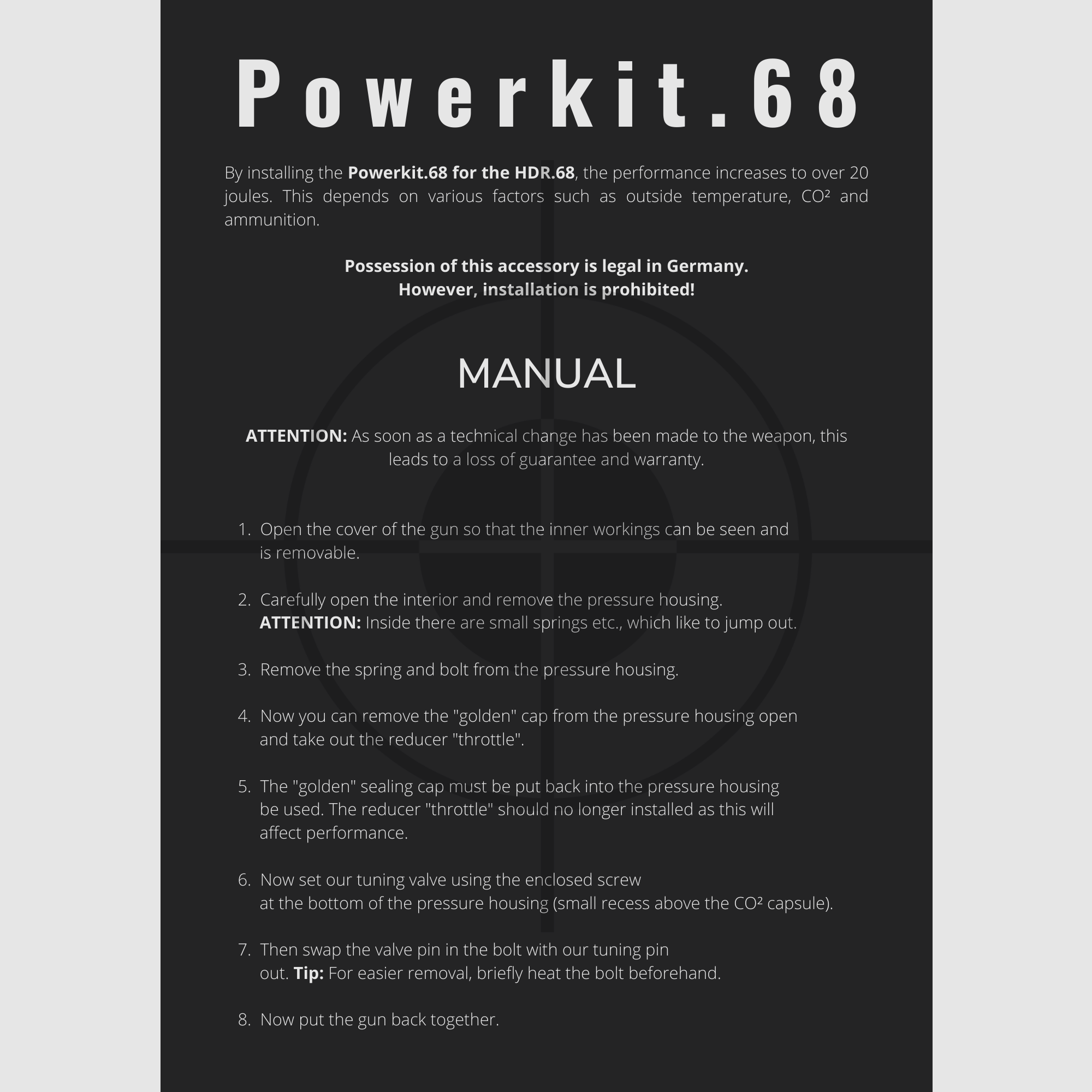 NEW ! ! Powerkit.68 for HDR68 | GOLD eloxiert | Exportventil | ALU | 30J+