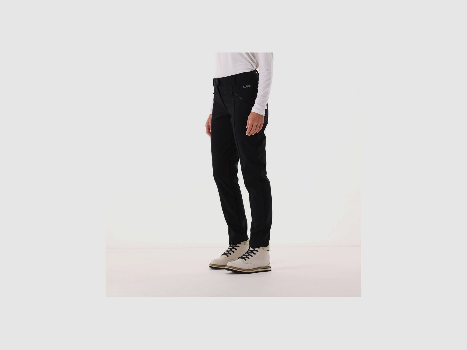 Pantalones Softshell CMP para Mujer con Costura Visible en la Parte Delantera Negra