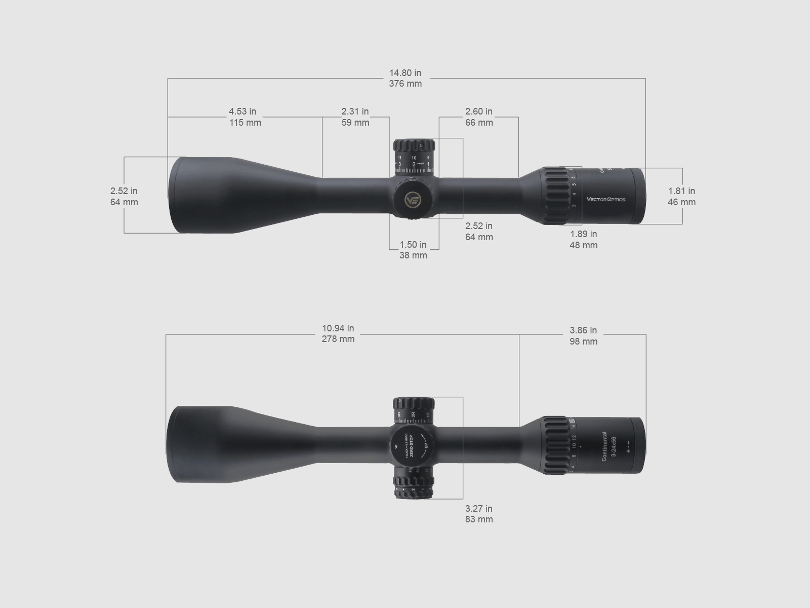 Vector Optics - Richtkijker Continental x8 3-24 SFP Zero Stop - 56 mm - Zwart - SCOL-T50, afbeelding 11 van 15