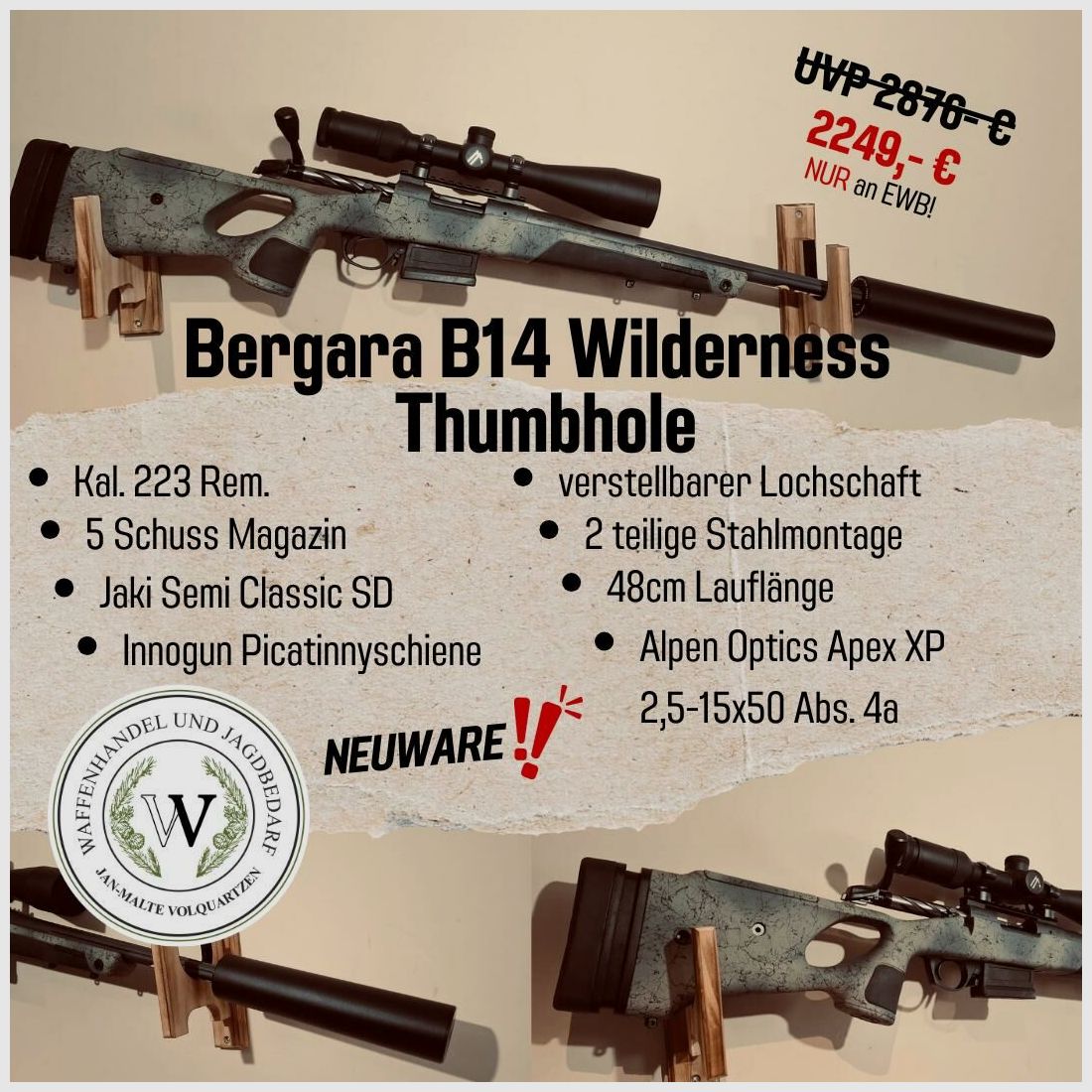 Bergara B14 Wilderness Thumbhole 223Rem
