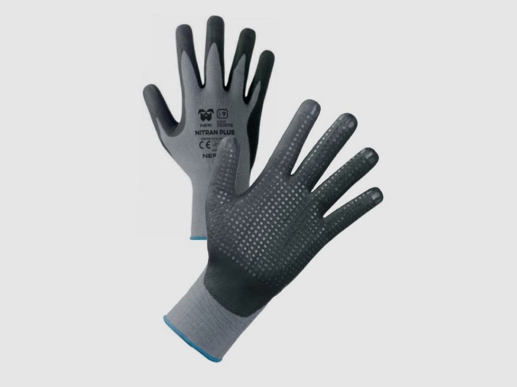 AUSONIA GUANTE DE NYLON NITRILO PUNTUADO GRIS/NEGRO TALLA 8
