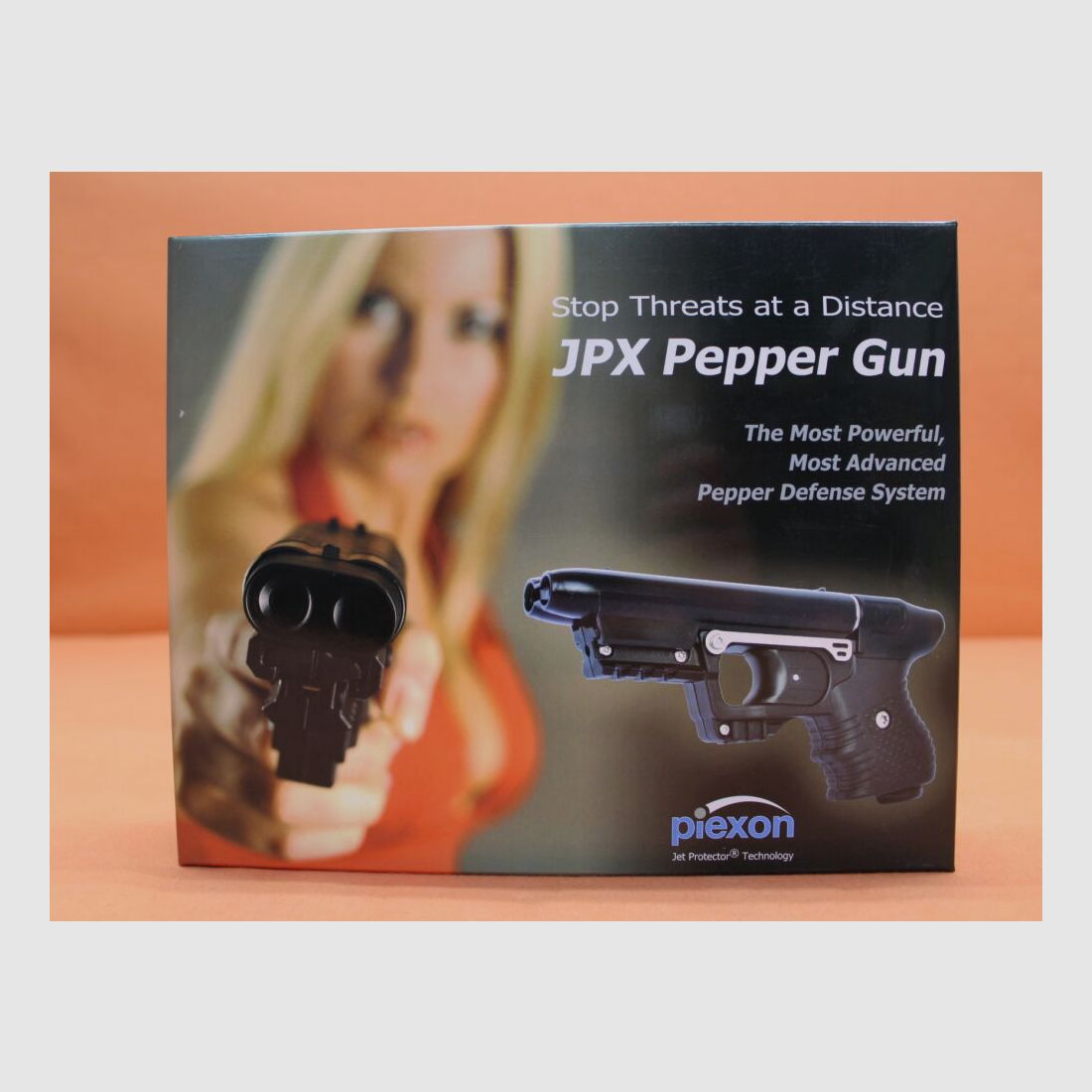 Piexon Jet Protector JPX Gen1: Urządzenie do wyrzucania substancji drażniących (spray pieprzowy) polimer czarny 10% OC (NADMIAR!) z dodatkowym magazynkiem do treningu