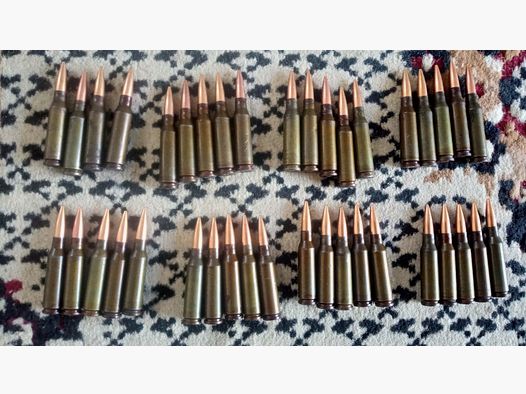 Cartuchos de fogueo AK74 inertes y desactivados / 5,45x39 casquillos de acero con proyectil FMJ de cobre-plomo // 30x cartucho de fogueo