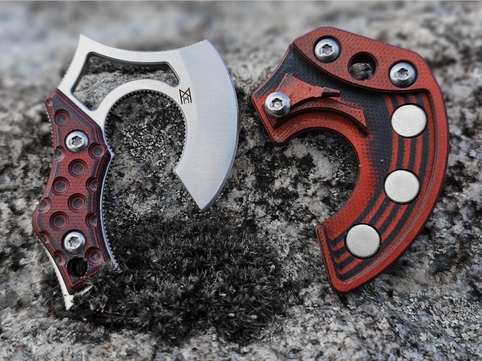 Mini Axt Neckknife "NORI NANO V2" Neck-Ax rot G10 Gürtelclip - Schlüsselanhänger