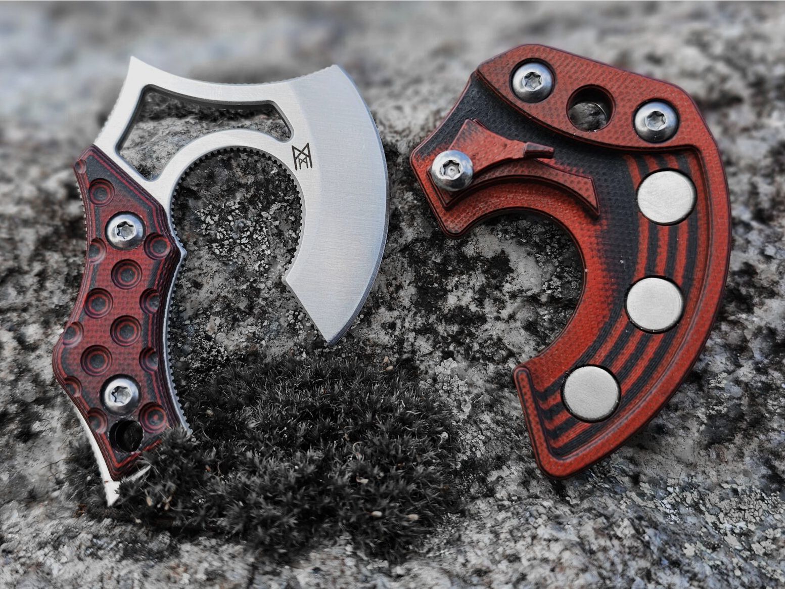 Mini Axt Neckknife "NORI NANO V2" Neck-Ax rot G10 Grtelclip - Schlsselanhnger