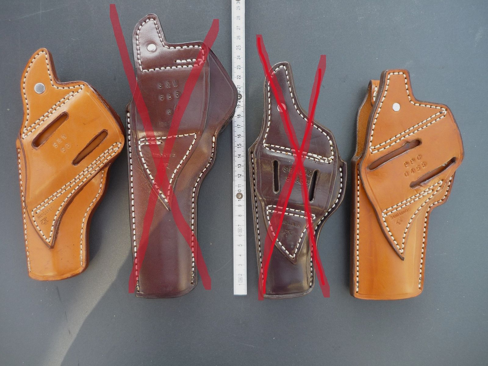 HKDesign Holster Art. Nr. 003 mit Teflon Kornschiene und Snapverschluß  für: S&W M 66  4",  PPC 0455 -  für Rechtshänder