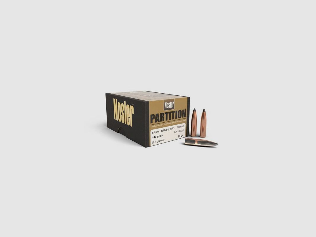 NOSLER BULLE 6.5MM/264 140 GRS / 9.07 G PARTITION SPITZER 50 PCS