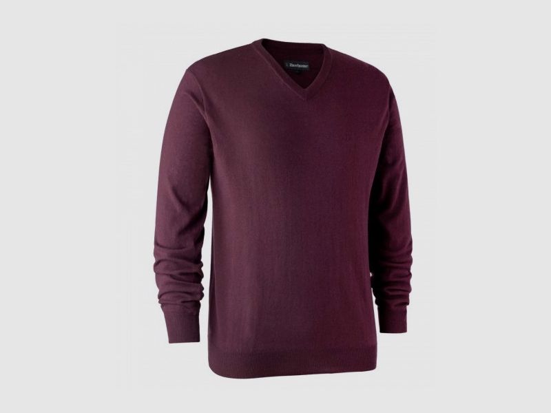 DEERHUNTER KINGSTON V-neck knitted sweater, Burgundy, image 1 of 2