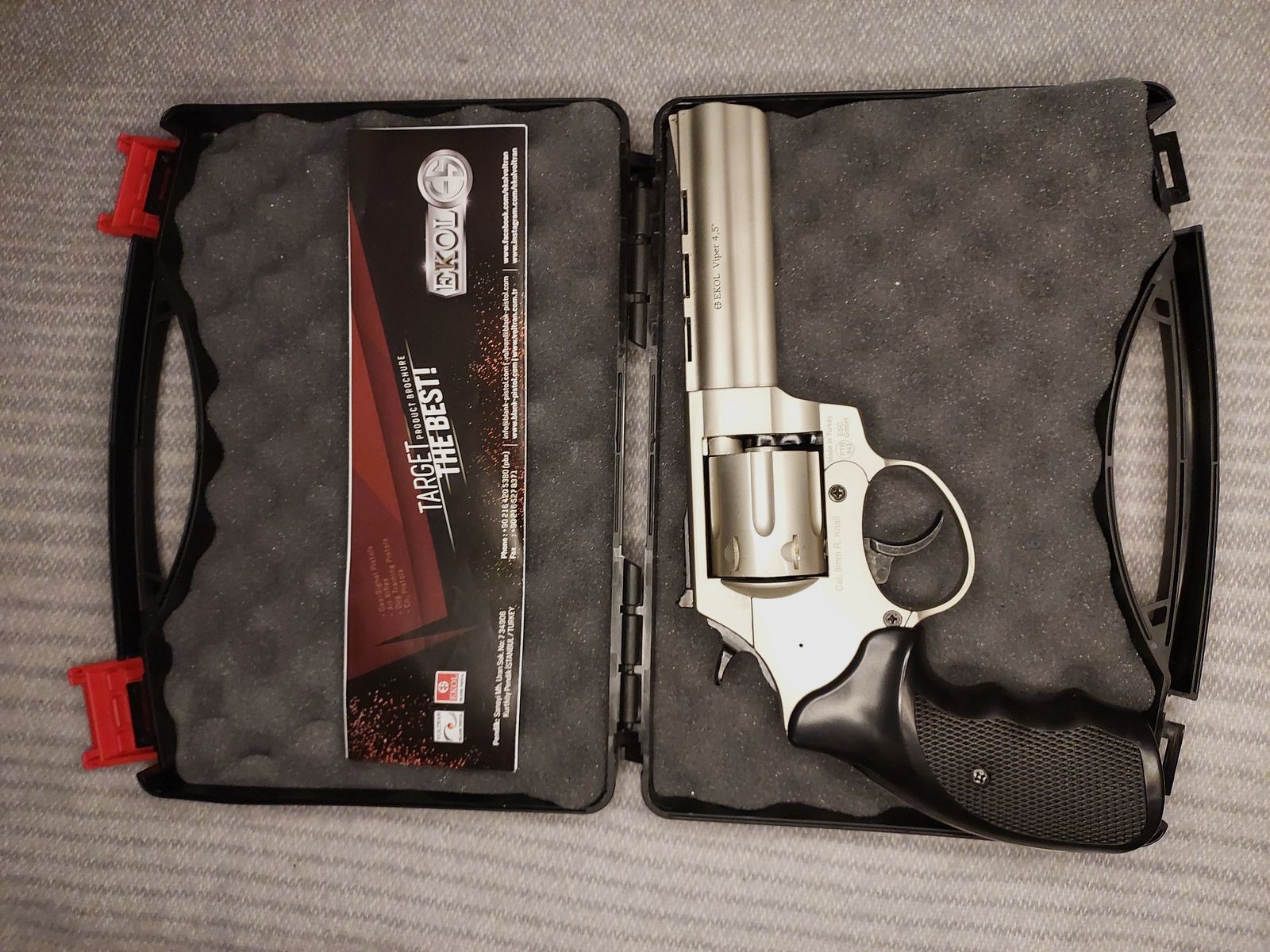 Ekol Viper revolver à blanc de 4,5 pouces nickelé 9 mm R.K. (PTB 1003)