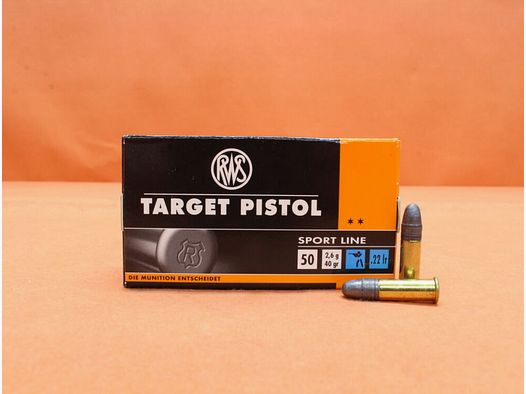RWS Patrone .22lr RWS 40grs LRN (2132478) VE 50 Patronen "Target Rifle"/ 2,6g Blei-Rundkopf