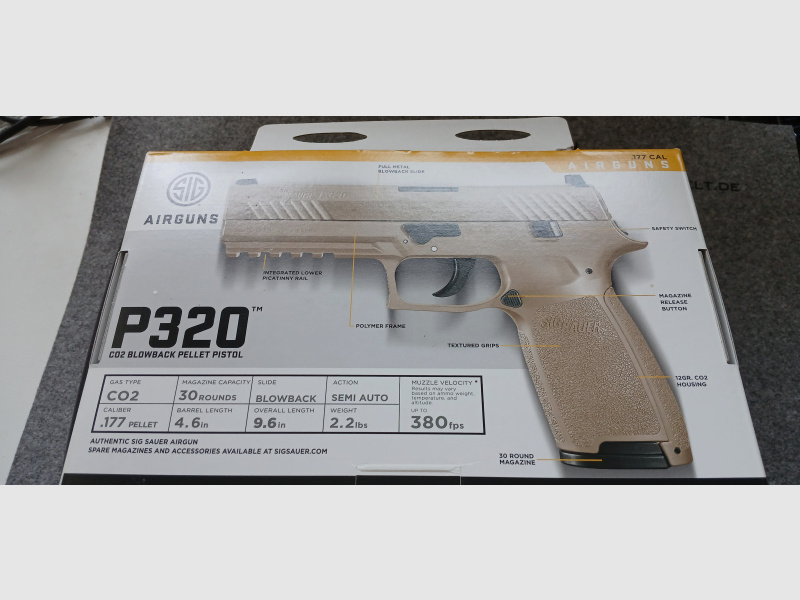 Sig Sauer P320 Co2 Diabolo Luftpistole mit O-Box und Koffer