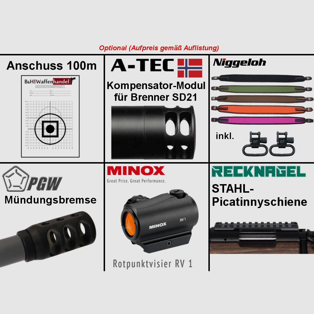  Bergara B14 B&H Prohunter LINKS Lochschaft mit Kahles Helia 2.4-12x56 fertig montiert / Optional: Brenner Schalldämpfer