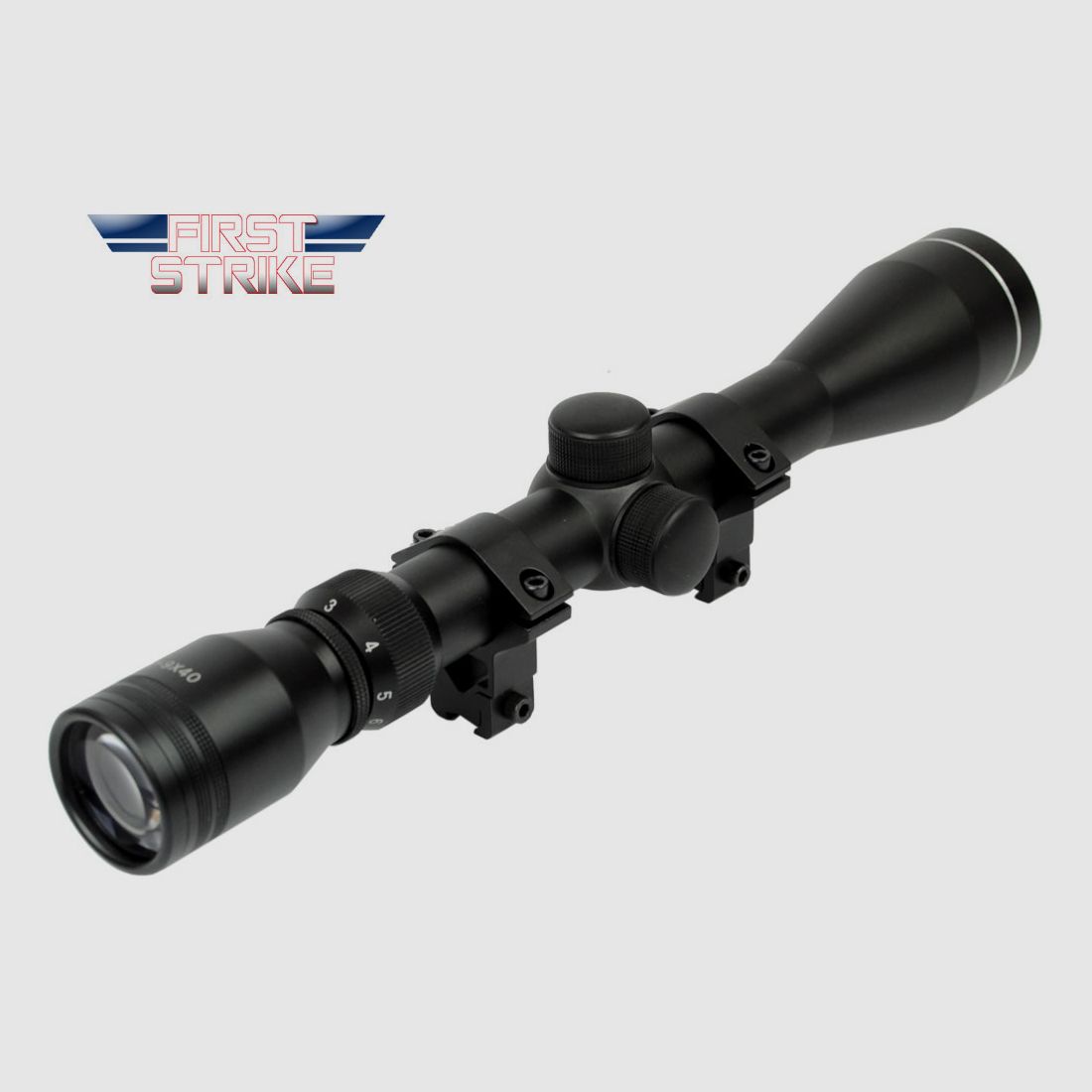 First Strike Zielfernrohr 3-9x40 mit Ringmontagen fĂĽr 11 mm Schiene, modern rangefinding Absehen