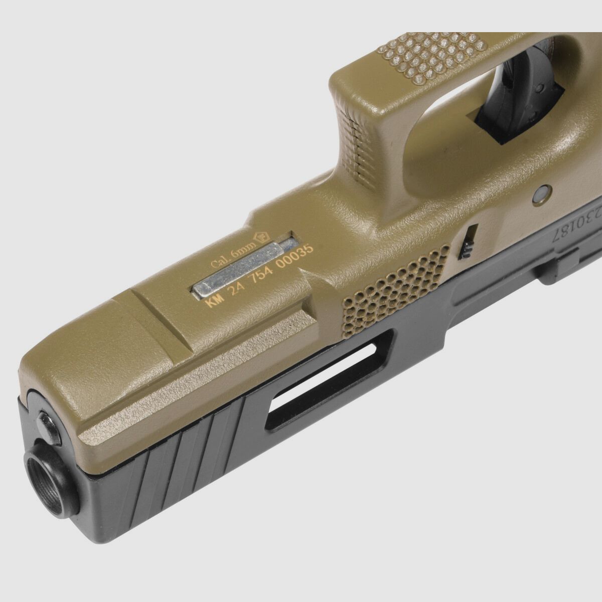 P01 GBB Airsoft Pistol with Grip Stippling in Olive | Delta Armory