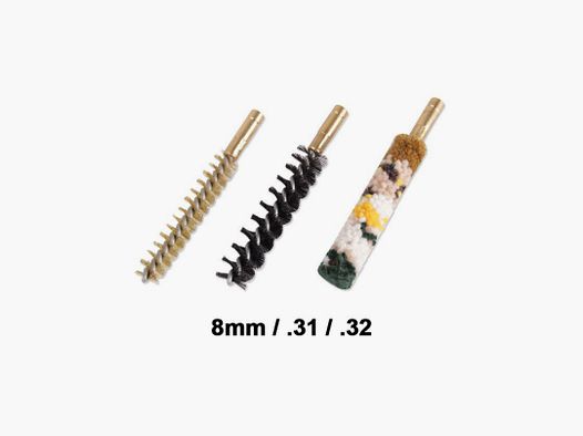 Set of 3 cleaning brushes caliber 8mm (8x57JRS, 8x60S, 8 LEBEL, etc...) / .31 / .32