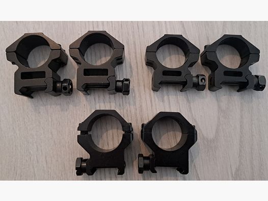 3x podwójne pierścienie do celownika 25,4 mm, 20 mm Picatinny do karabinu pneumatycznego lub kuszy