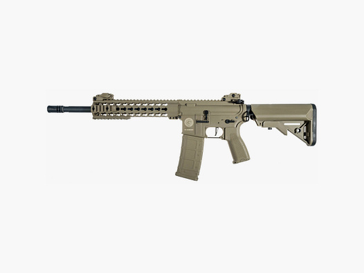 Grand Power AR15 KeyMod 10 pulgadas CHARLIE Delta Armory Negro S-AEG Rifle Airsoft Libre a partir de 18 años