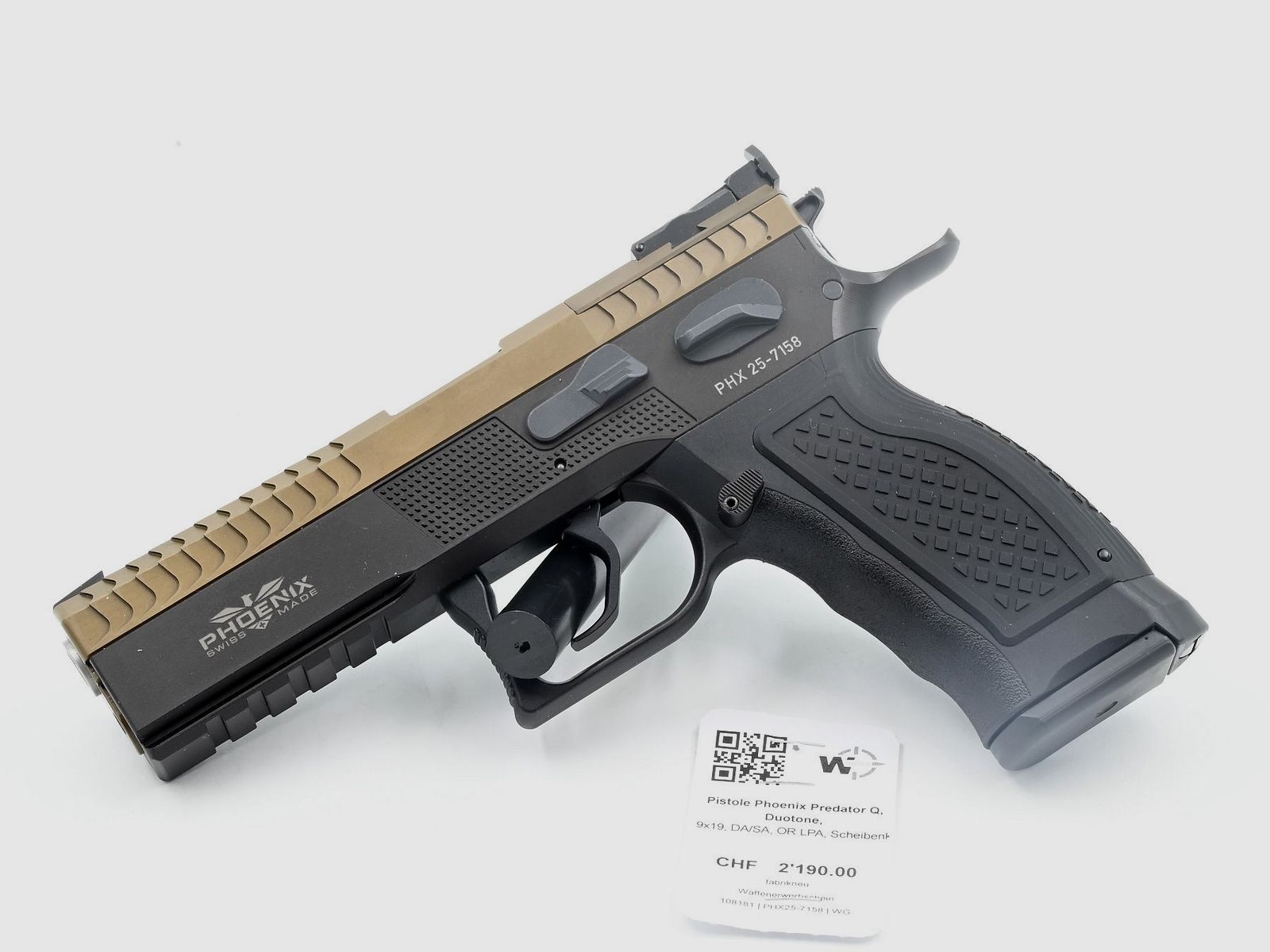 Pistole Phoenix Predator Q, Duotone, 9×19, DA/SA, OR LPA, Scheibenkorn schwarz, Bild 1 von 2