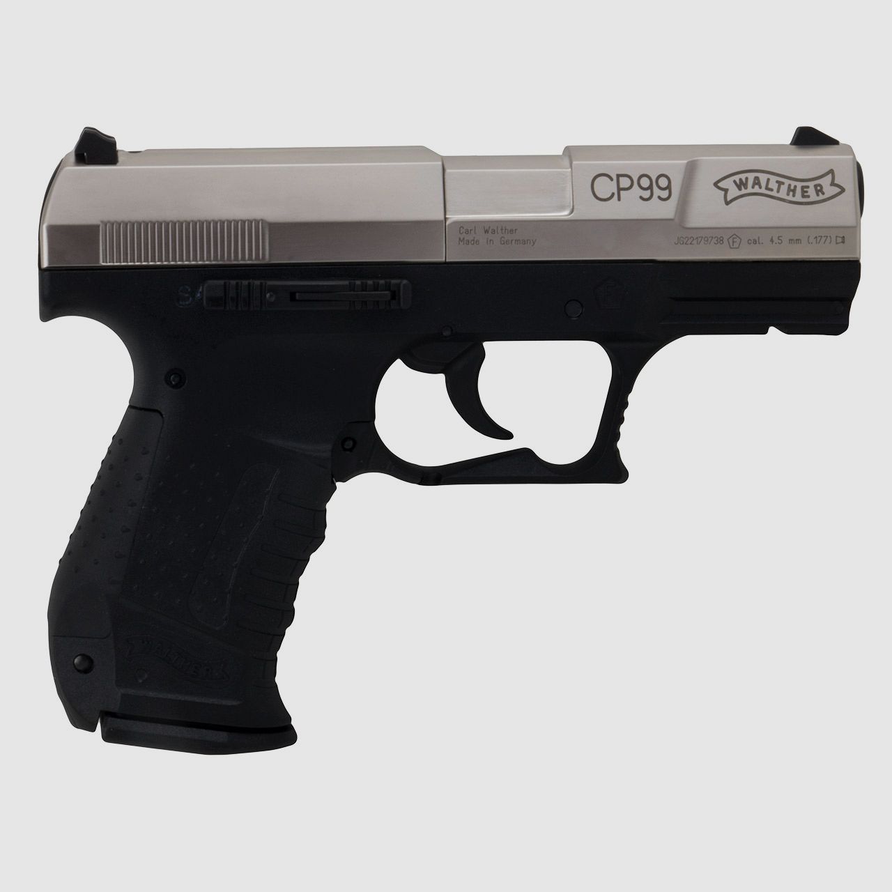 CO2 Pistole Walther CP99 Lauf 3 Zoll nickel Kaliber 4,5 mm Diabolos (P18)  Diabolos CO2 Kapsel Zeilscheiben Speedloader
